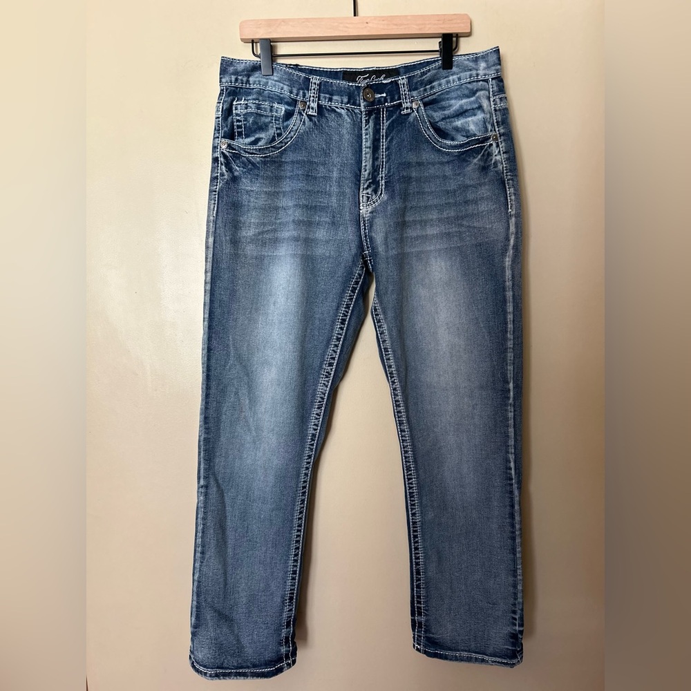 True Luck Men`s Jeans Straight 34x30 Dark Blast Comfort Stretch FashionCore